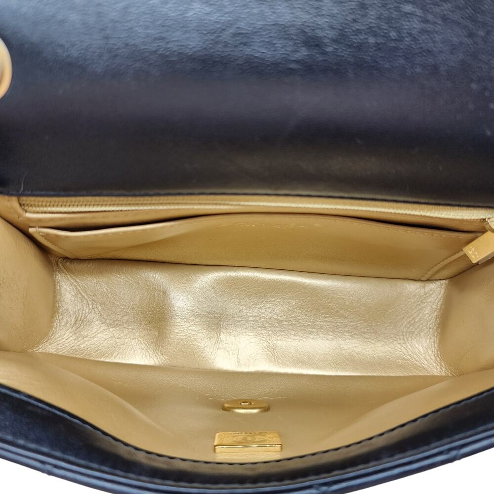Chanel Quilted Lambskin Leather Pearl Crush Mini Flap Bag in Black - Picture 10 of 14